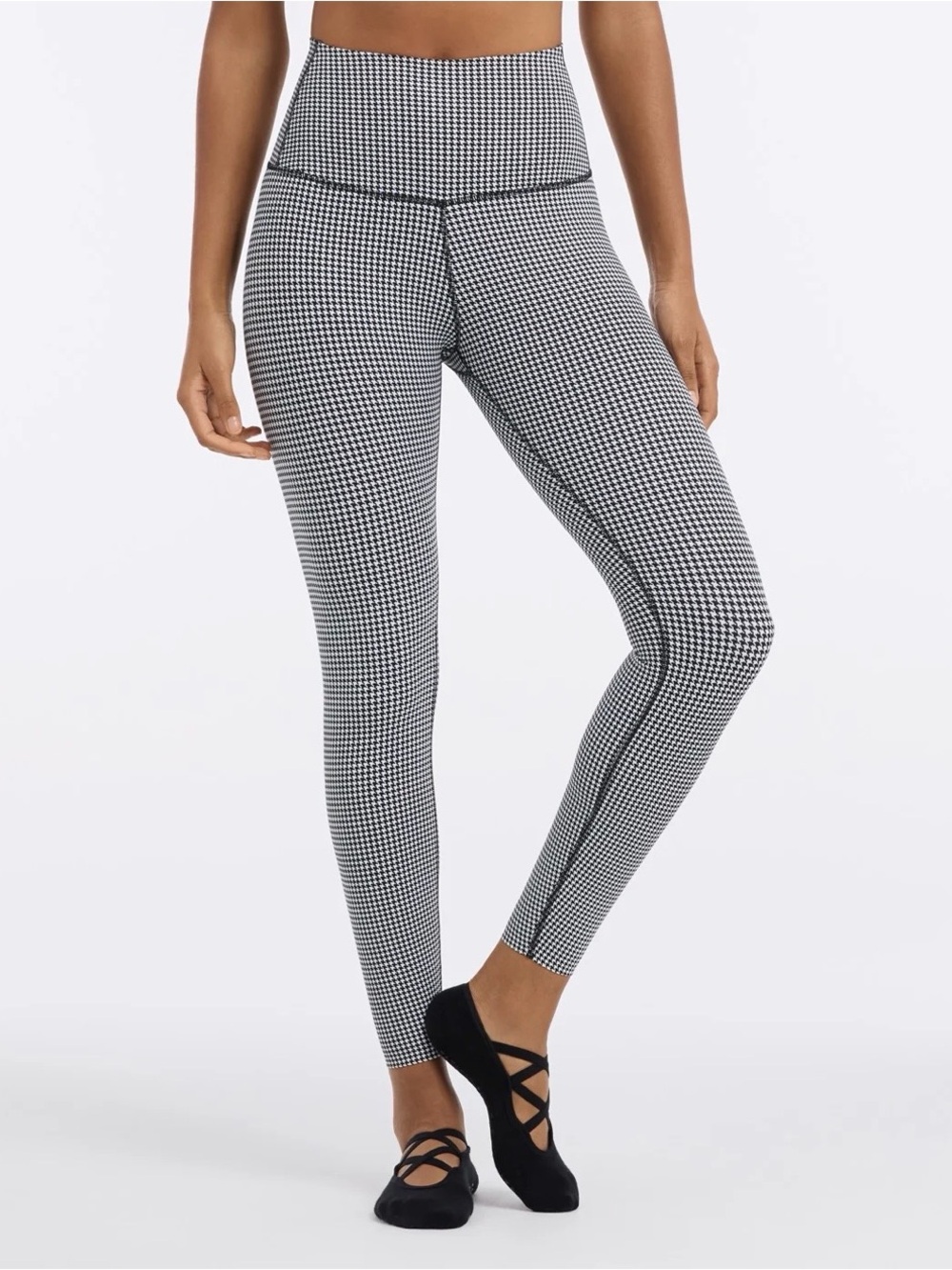 TaviSculpt High-Waist Black & White Houndstooth Leggings - Women Sz: M